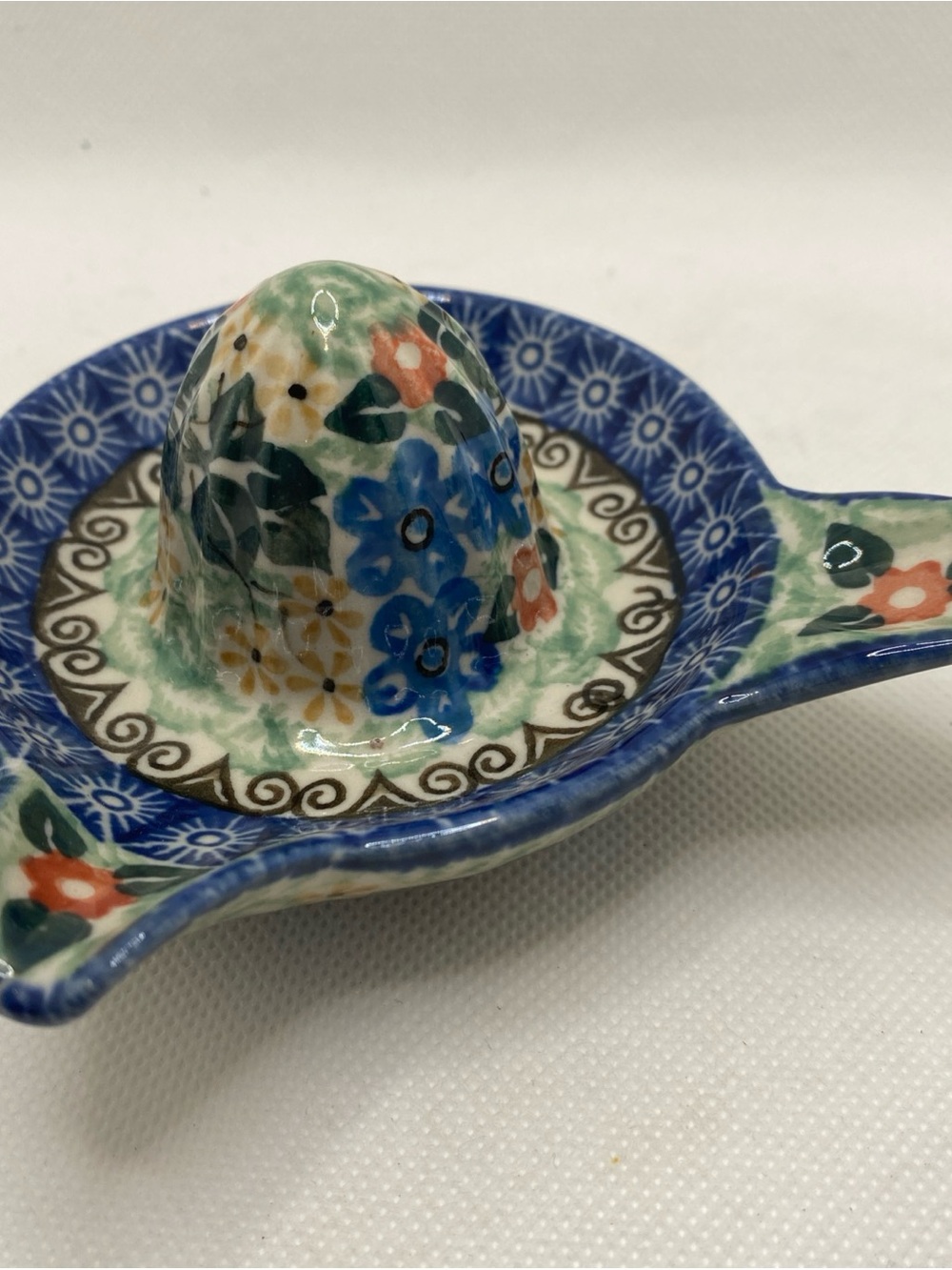 Hand-Painted Floral Polish Ceramic Citrus Reamer